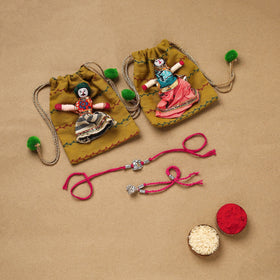 Handmade german silver beads rakhi & lumba set 205
