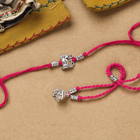 Handmade german silver beads rakhi & lumba set 205