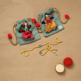 Handmade german silver beads rakhi & lumba set 213