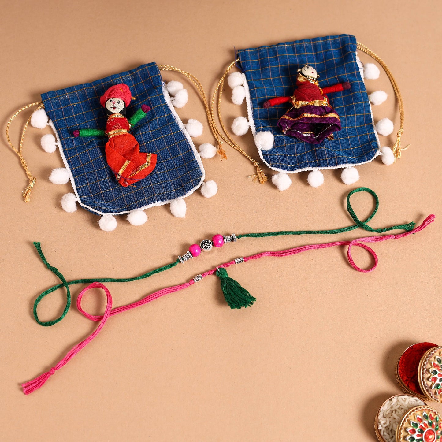  Handmade German Silver Rakhi & Lumba Set