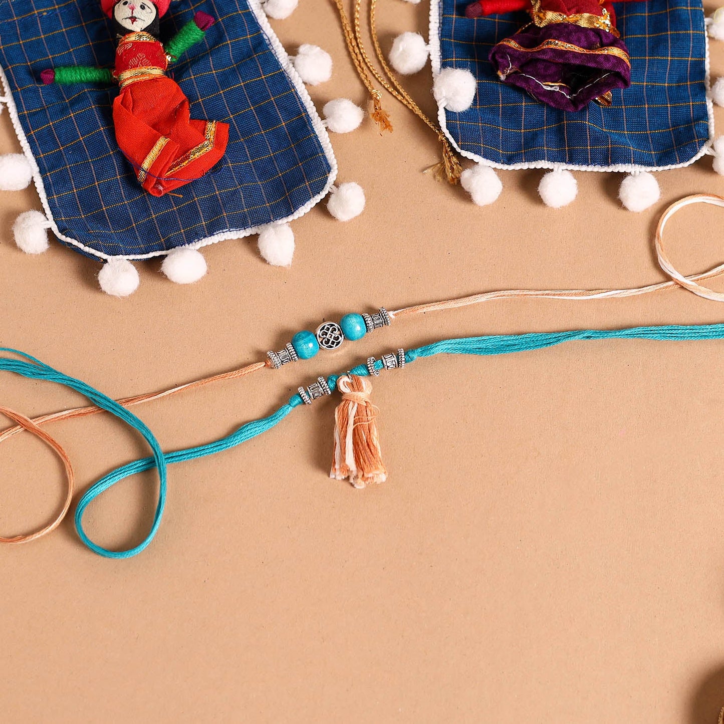  Handmade German Silver Rakhi & Lumba Set