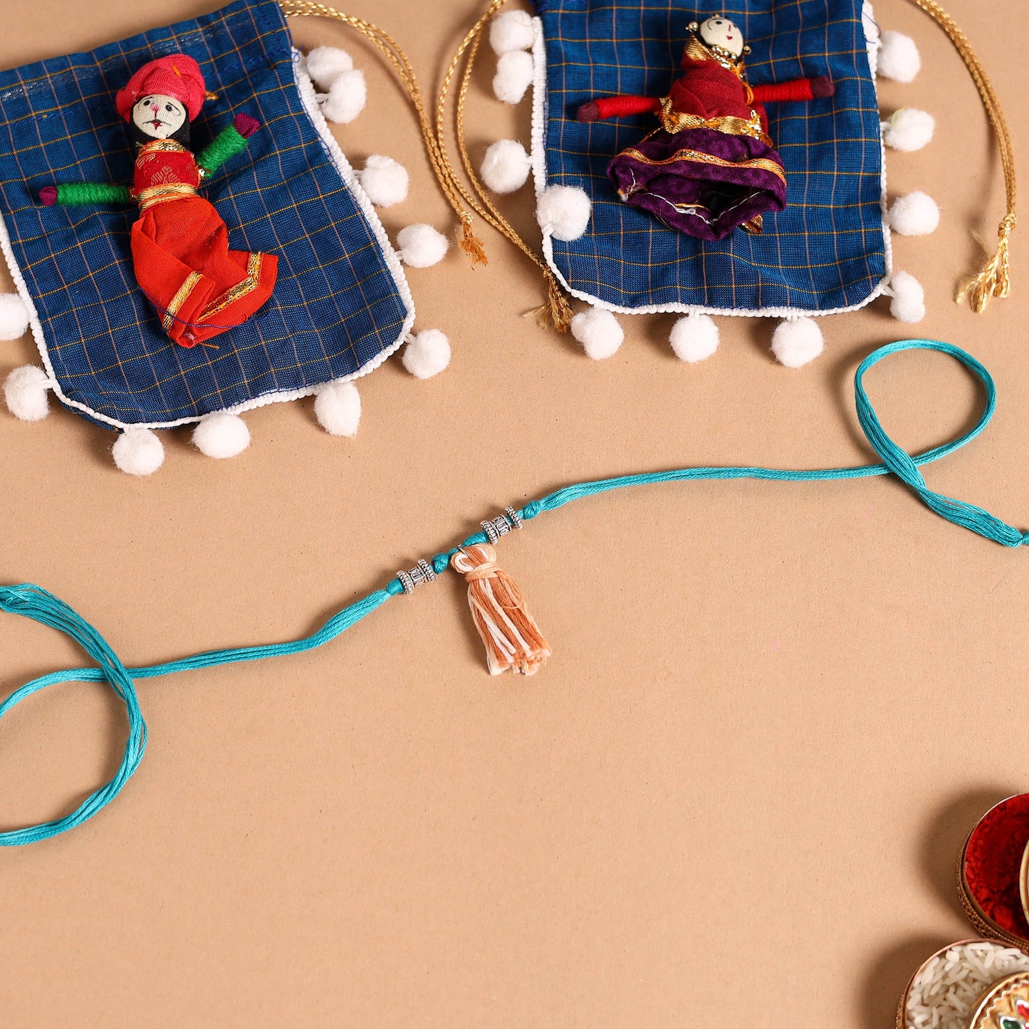  Handmade German Silver Rakhi & Lumba Set