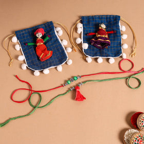  Handmade German Silver Rakhi & Lumba Set