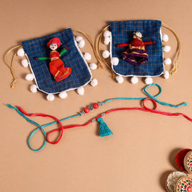  Handmade German Silver Rakhi & Lumba Set