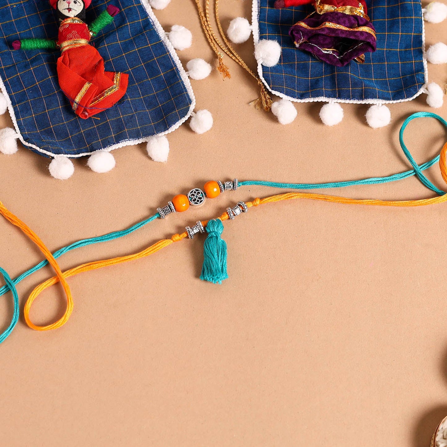  Handmade German Silver Rakhi & Lumba Set