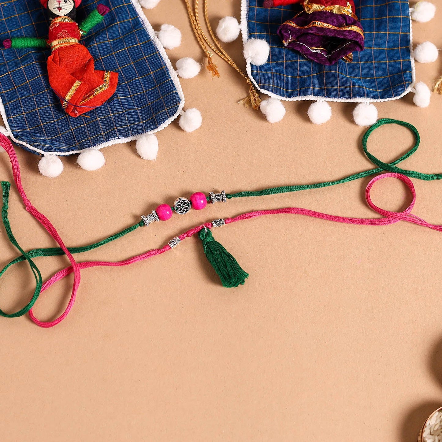  Handmade German Silver Rakhi & Lumba Set