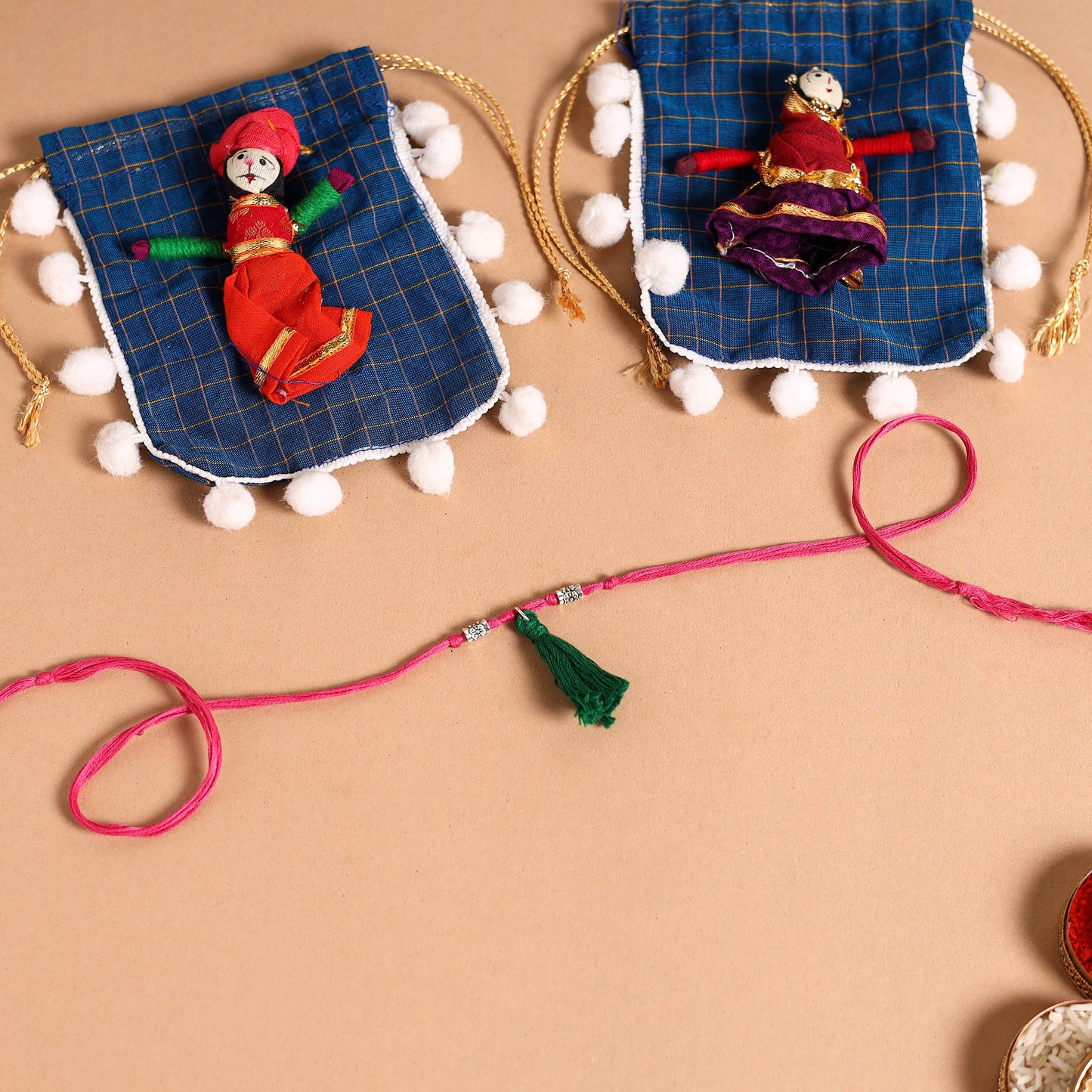  Handmade German Silver Rakhi & Lumba Set