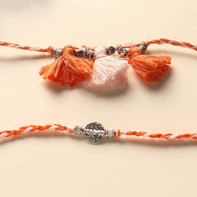 Handmade German Silver Rakhi & Lumba Set