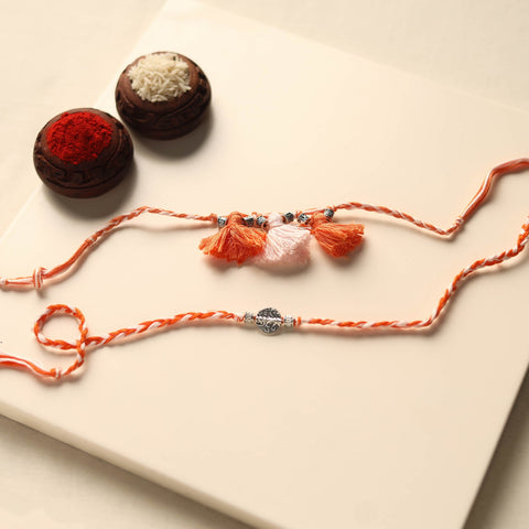 Handmade German Silver Rakhi & Lumba Set