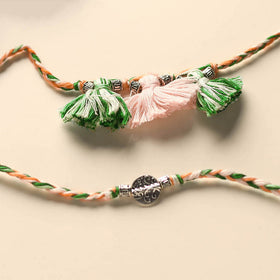 Handmade German Silver Rakhi & Lumba Set