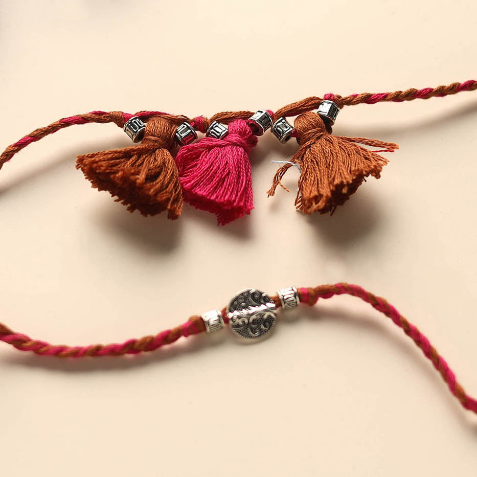 Handmade German Silver Rakhi & Lumba Set