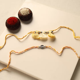 Handmade German Silver Rakhi & Lumba Set