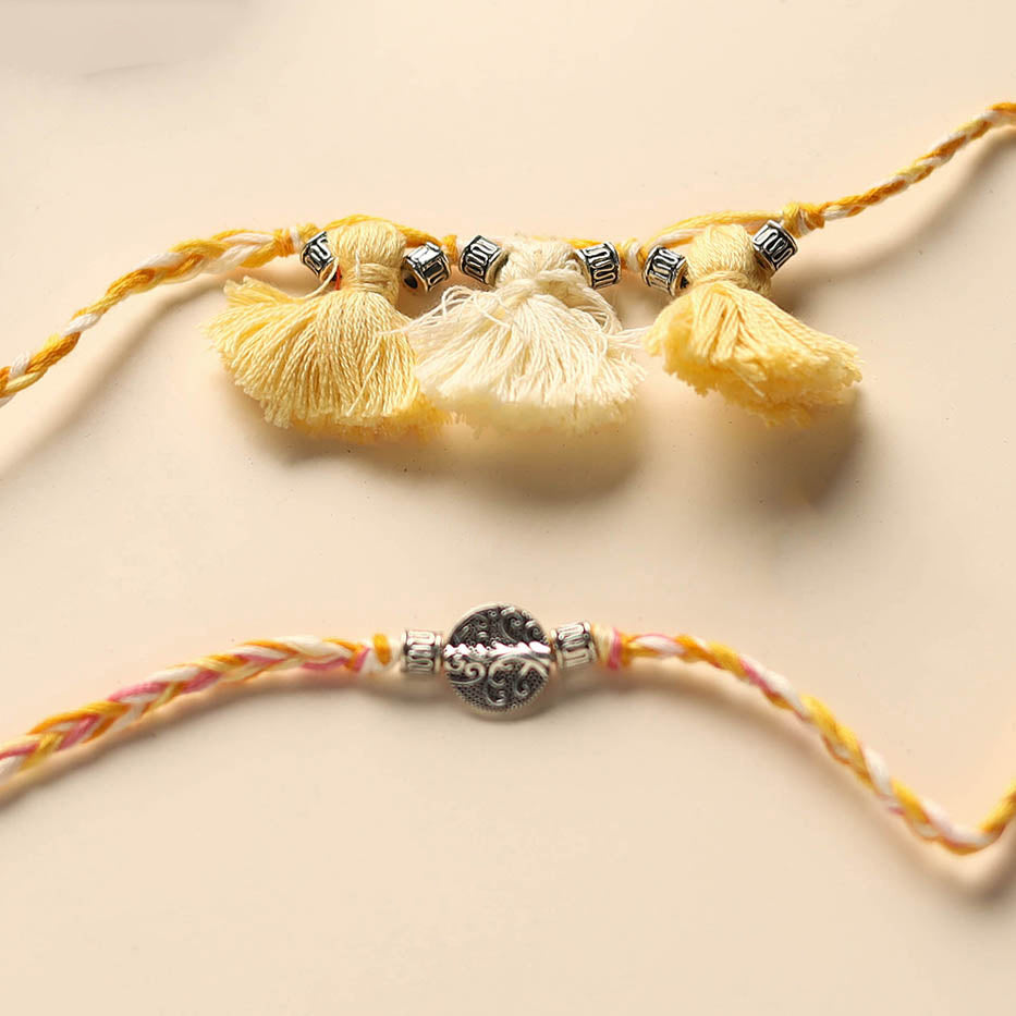 Handmade German Silver Rakhi & Lumba Set