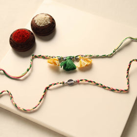 Handmade German Silver Rakhi & Lumba Set
