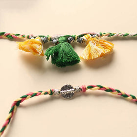 Handmade German Silver Rakhi & Lumba Set
