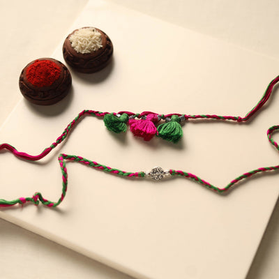 Handmade German Silver Rakhi & Lumba Set