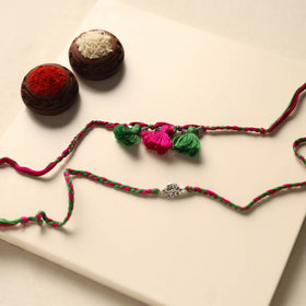 Handmade German Silver Rakhi & Lumba Set