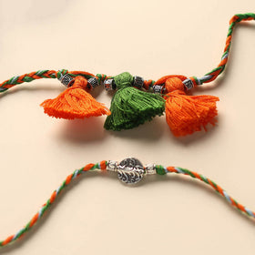 Handmade German Silver Rakhi & Lumba Set