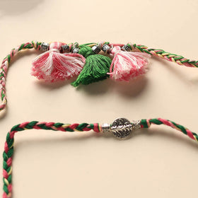 Handmade German Silver Rakhi & Lumba Set
