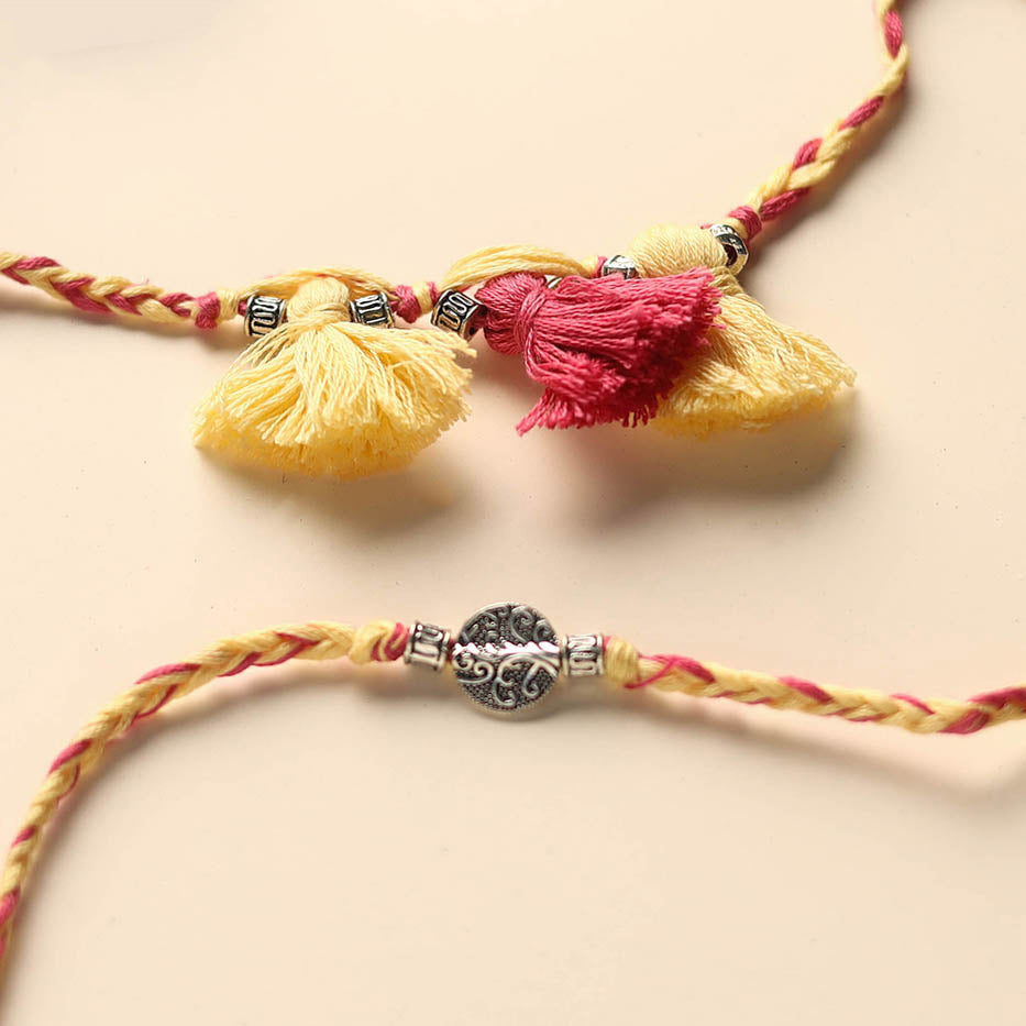 Handmade German Silver Rakhi & Lumba Set