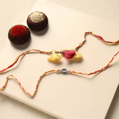 Handmade German Silver Rakhi & Lumba Set