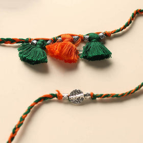 Handmade German Silver Rakhi & Lumba Set