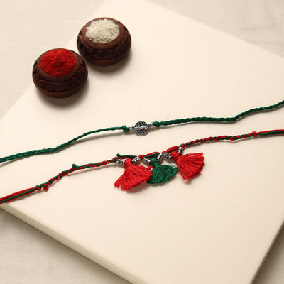  Handmade German Silver Rakhi & Lumba Set