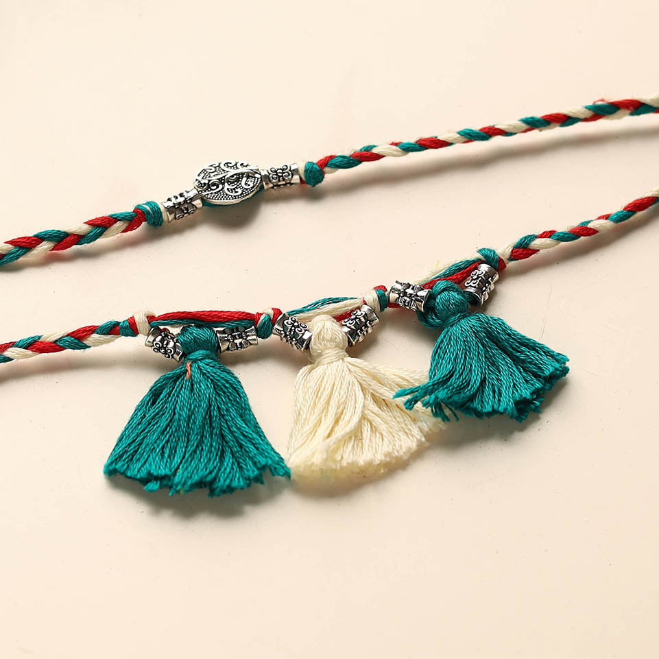  Handmade German Silver Rakhi & Lumba Set