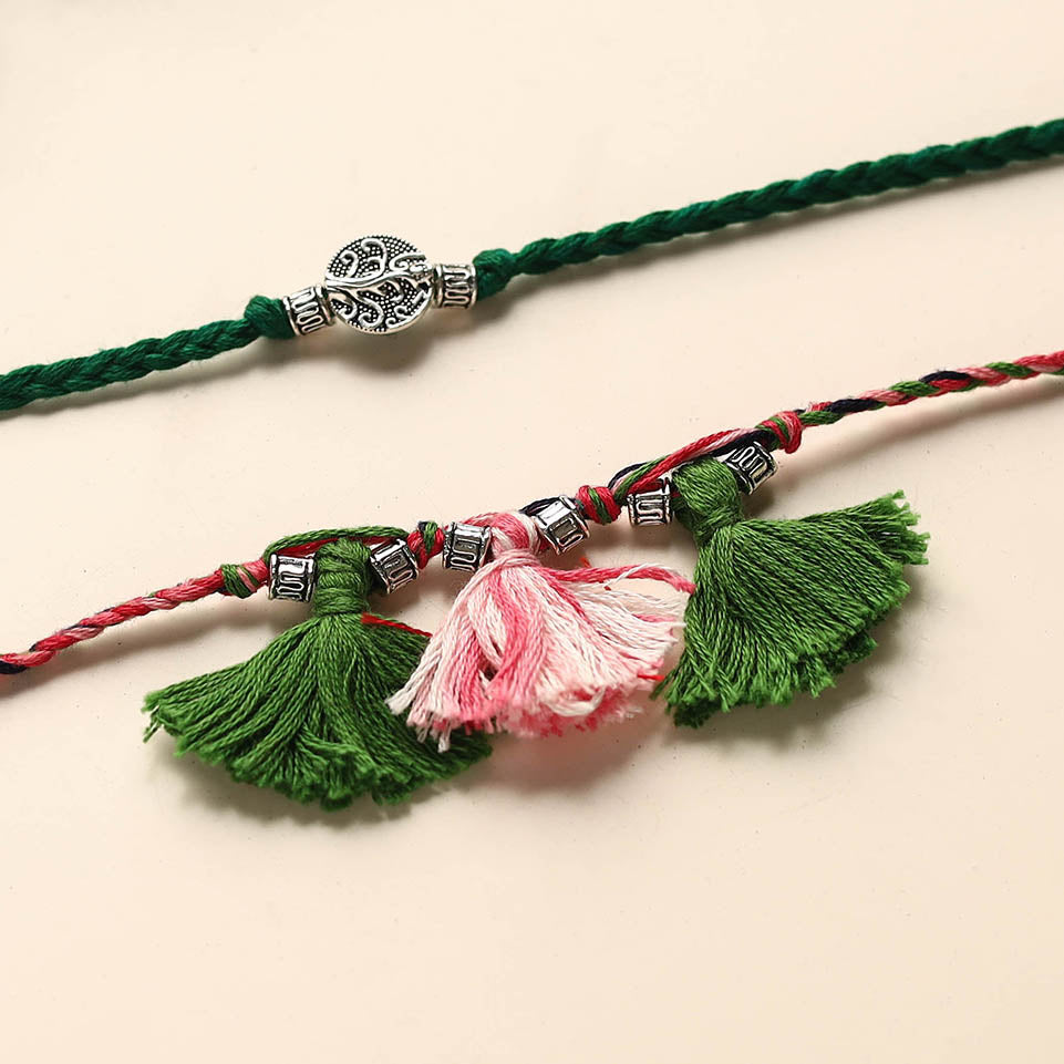  Handmade German Silver Rakhi & Lumba Set