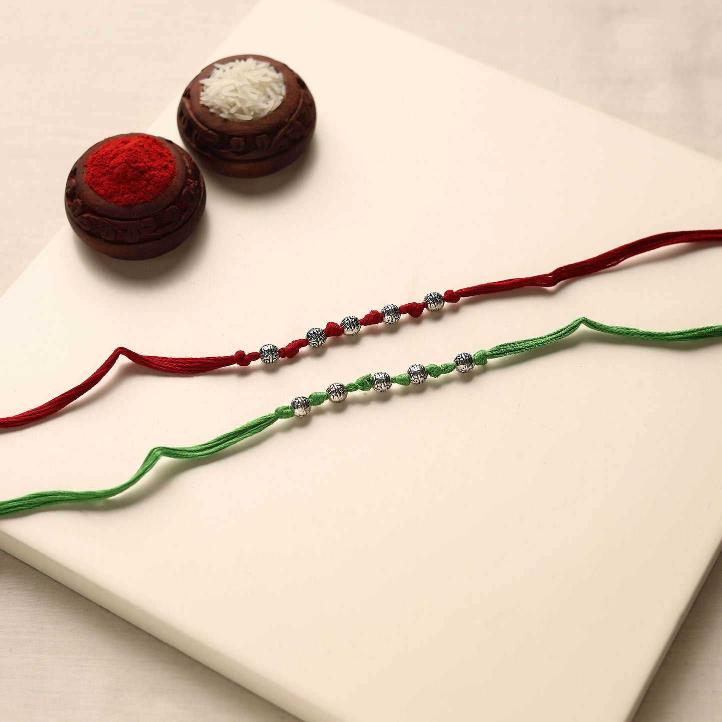  Handmade German Silver Rakhi (Set of 2)