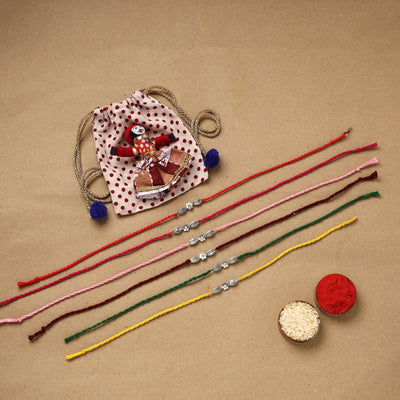 Handmade rudraksh work rakhi (set of 6) 88 - handcrafted