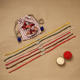 Handmade rudraksh work rakhi (set of 6) 90 - handcrafted