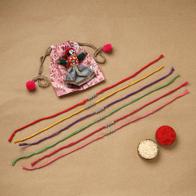 Handmade rudraksh work rakhi (set of 6) 91 - handcrafted