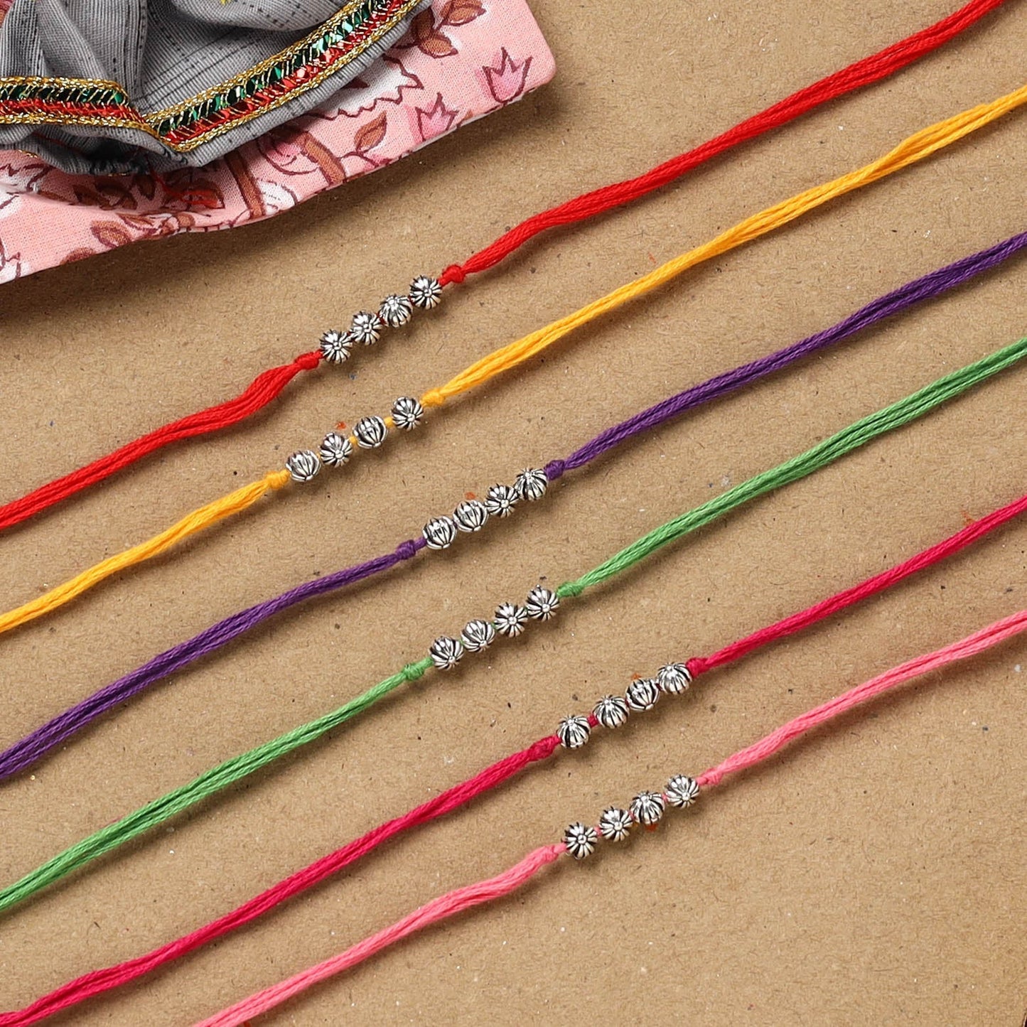 Handmade rudraksh work rakhi (set of 6) 91 - handcrafted