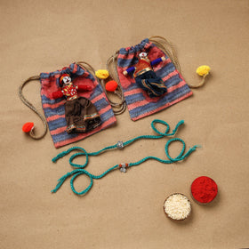 Handmade german silver beads rakhi & lumba set 188