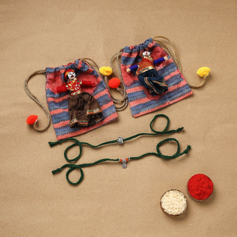 Handmade german silver beads rakhi & lumba set 190