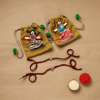 Handmade german silver beads rakhi & lumba set 198