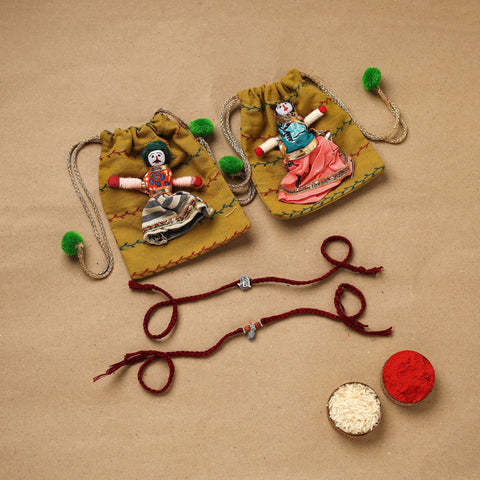 Handmade german silver beads rakhi & lumba set 198