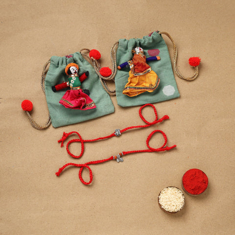 Handmade german silver beads rakhi & lumba set 218