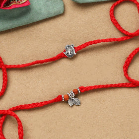 Handmade german silver beads rakhi & lumba set 218