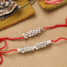 Handmade ghungroo work bhaiya bhabhi rakhi set 204