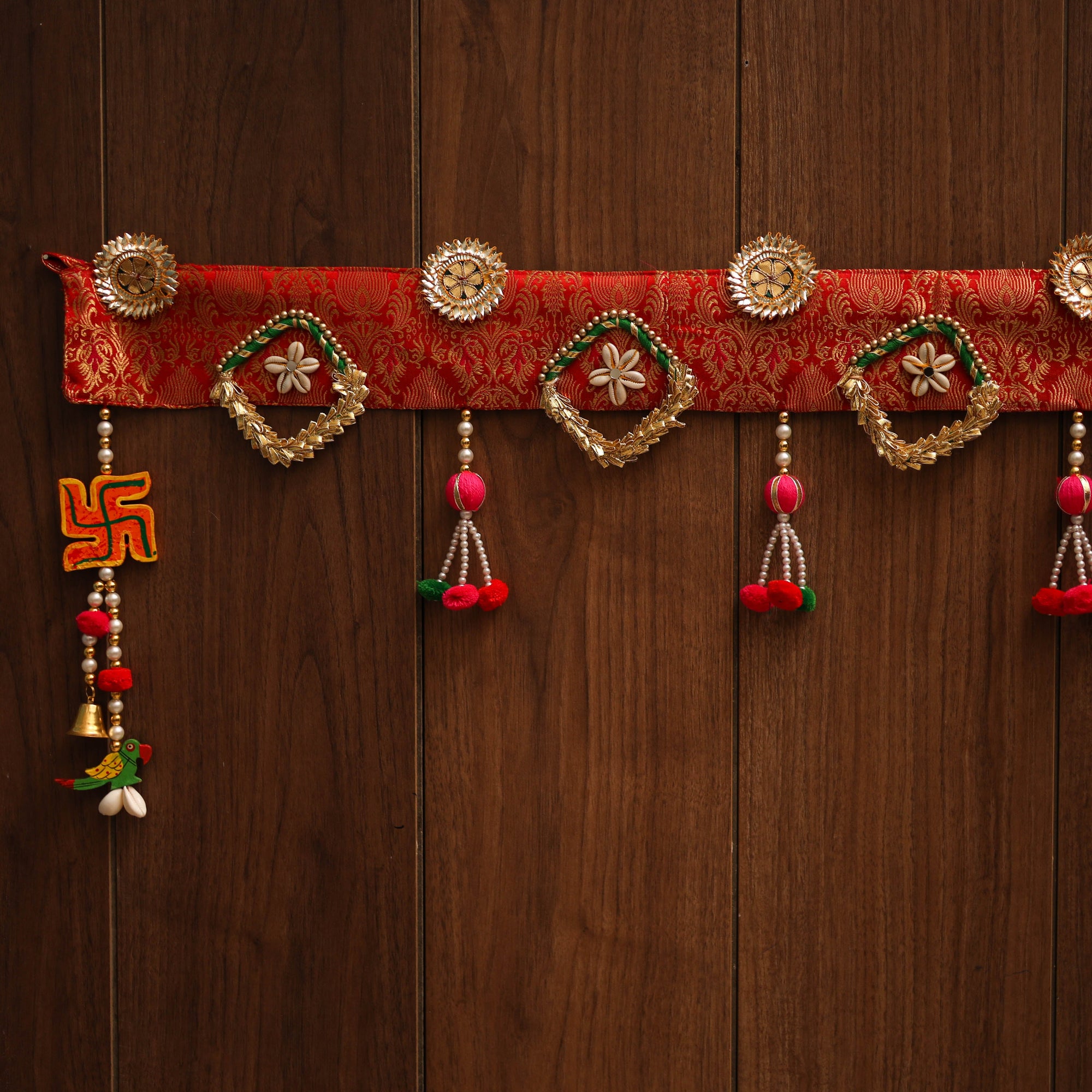 Handmade gota & bead work banarasi fabric toran for home