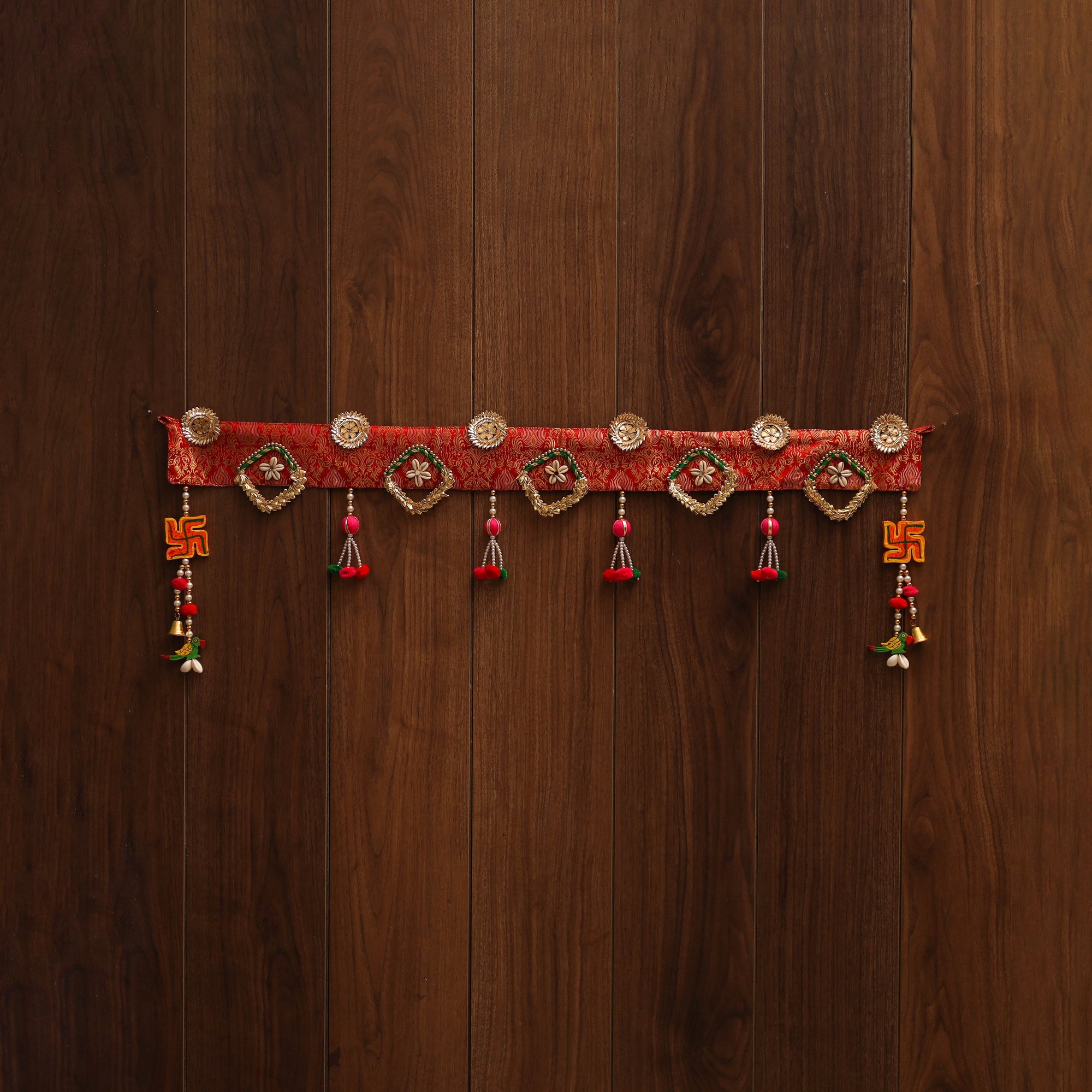 Handmade gota & bead work banarasi fabric toran for home