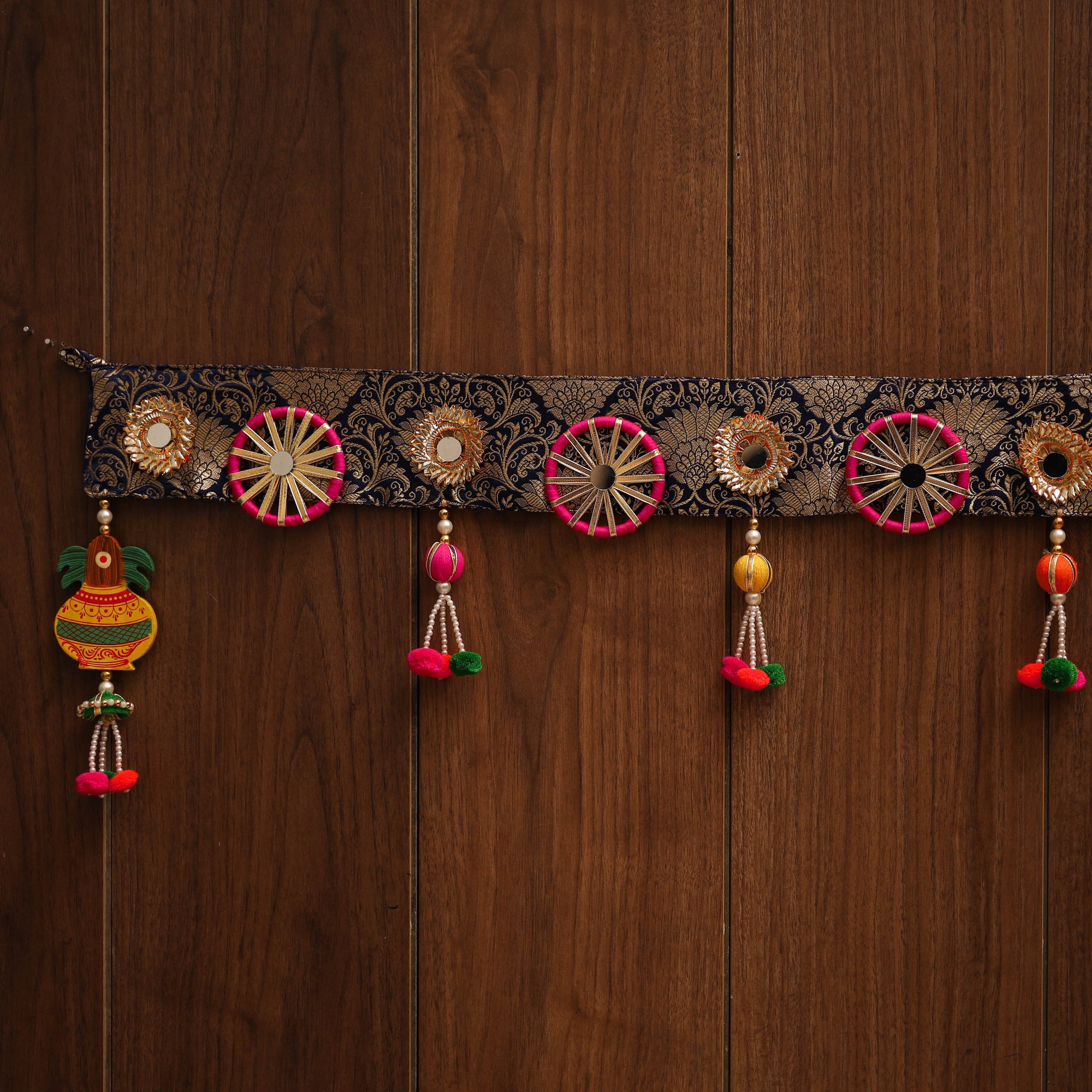 Handmade gota & bead work banarasi fabric toran for home