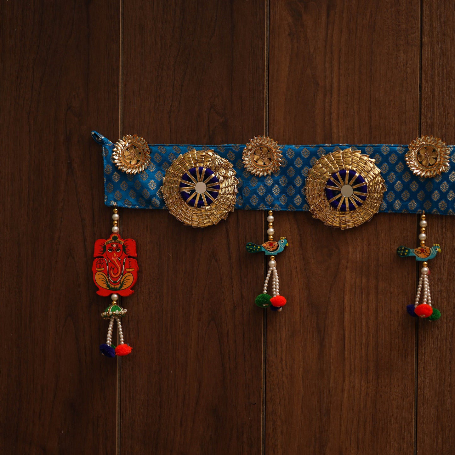 Handmade gota & bead work banarasi fabric toran for home