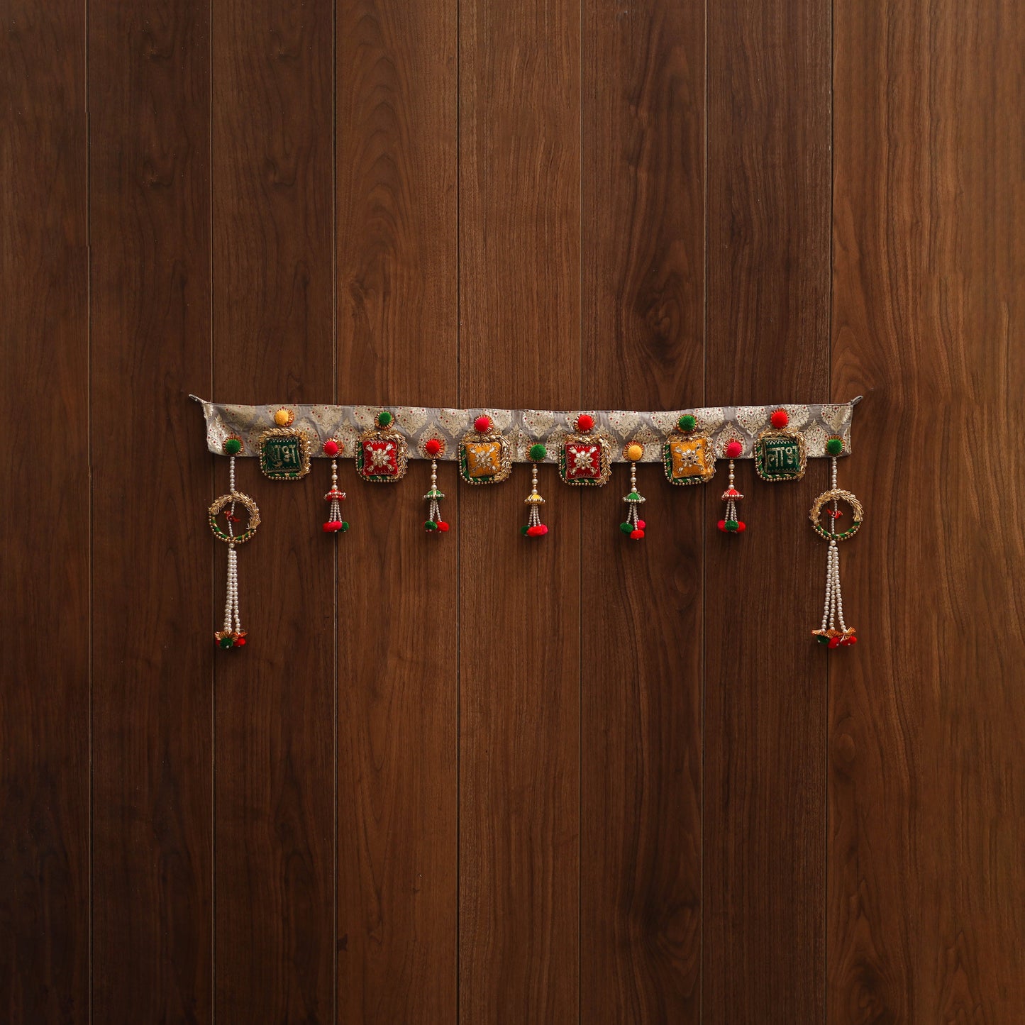 Handmade gota & bead work banarasi fabric toran for home