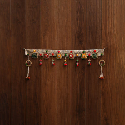 Handmade gota & bead work banarasi fabric toran for home