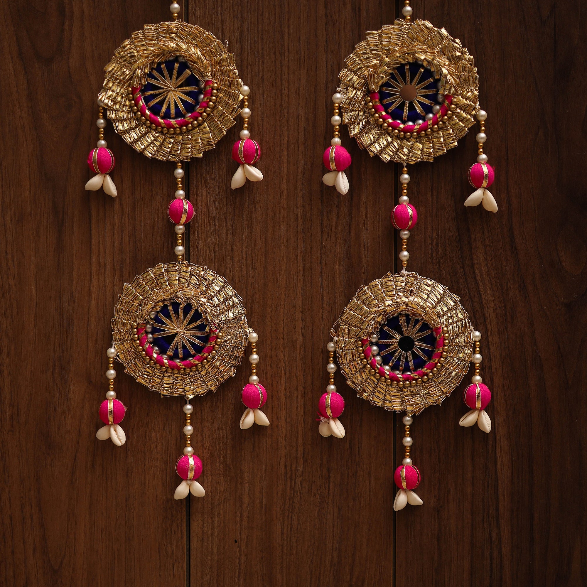 Handmade gota & bead work hanging for home decor (set of 2)