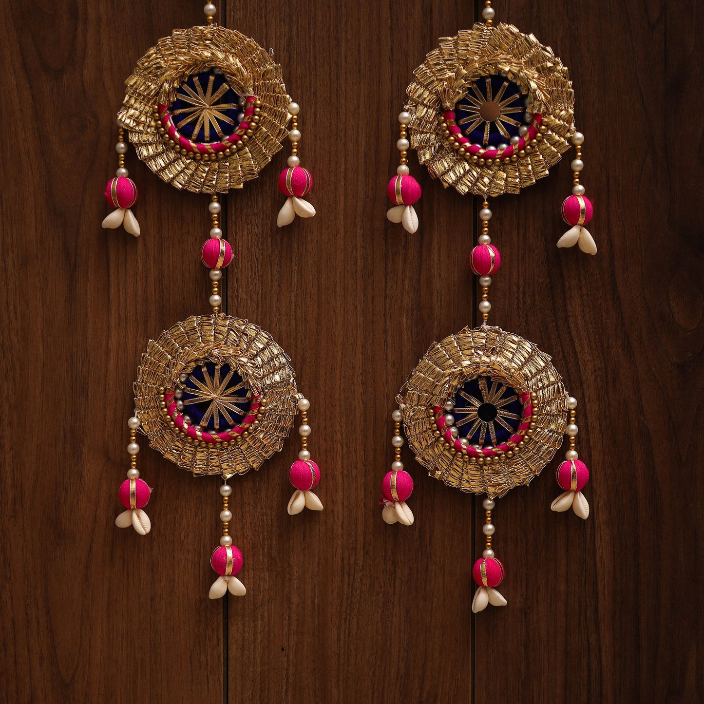 Handmade gota & bead work hanging for home decor (set of 2)