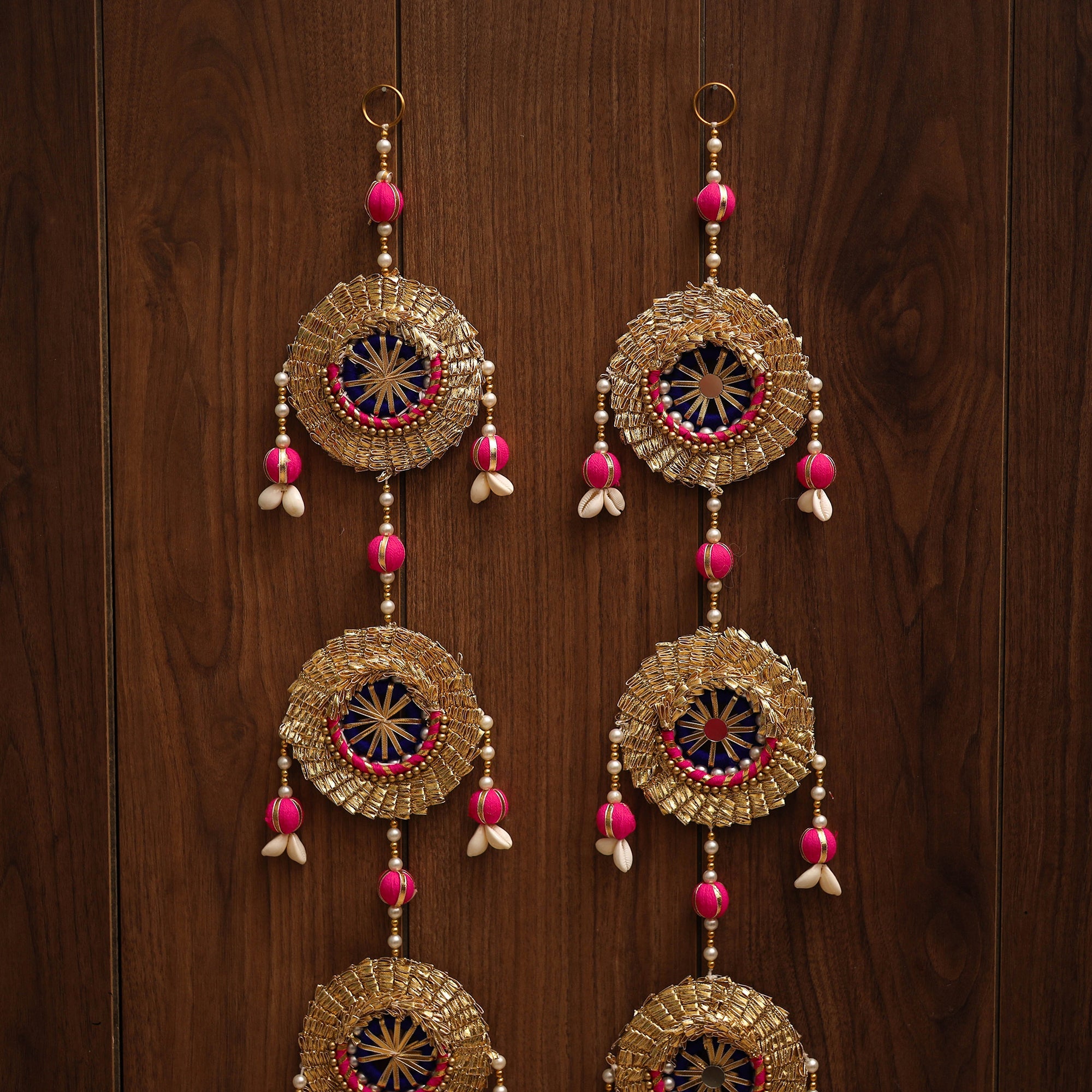 Handmade gota & bead work hanging for home decor (set of 2)